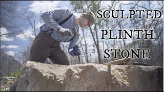 Hand splitting and sculpting large plinth stones for timber frame foundation