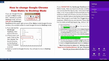 Switch Google Chrome from Metro to Desktop Mode