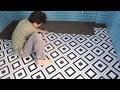 Great tiling skill - Install floor bathroom properly, cut & use ceramic tiles