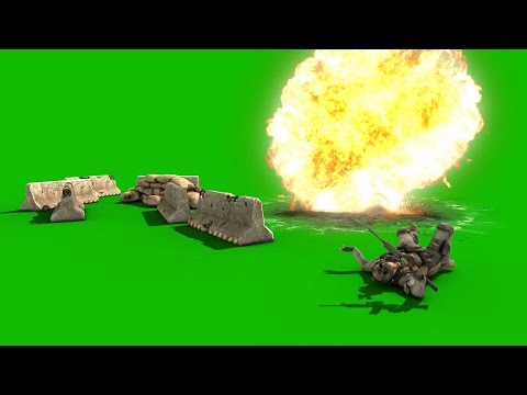 Green Screen War Soldier Escapes Grenade Explosion - Footage PixelBoom