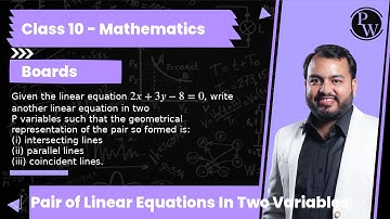 Given the linear equation 2 x+3 y-8=0, write another linear equation in twovariables such that th...