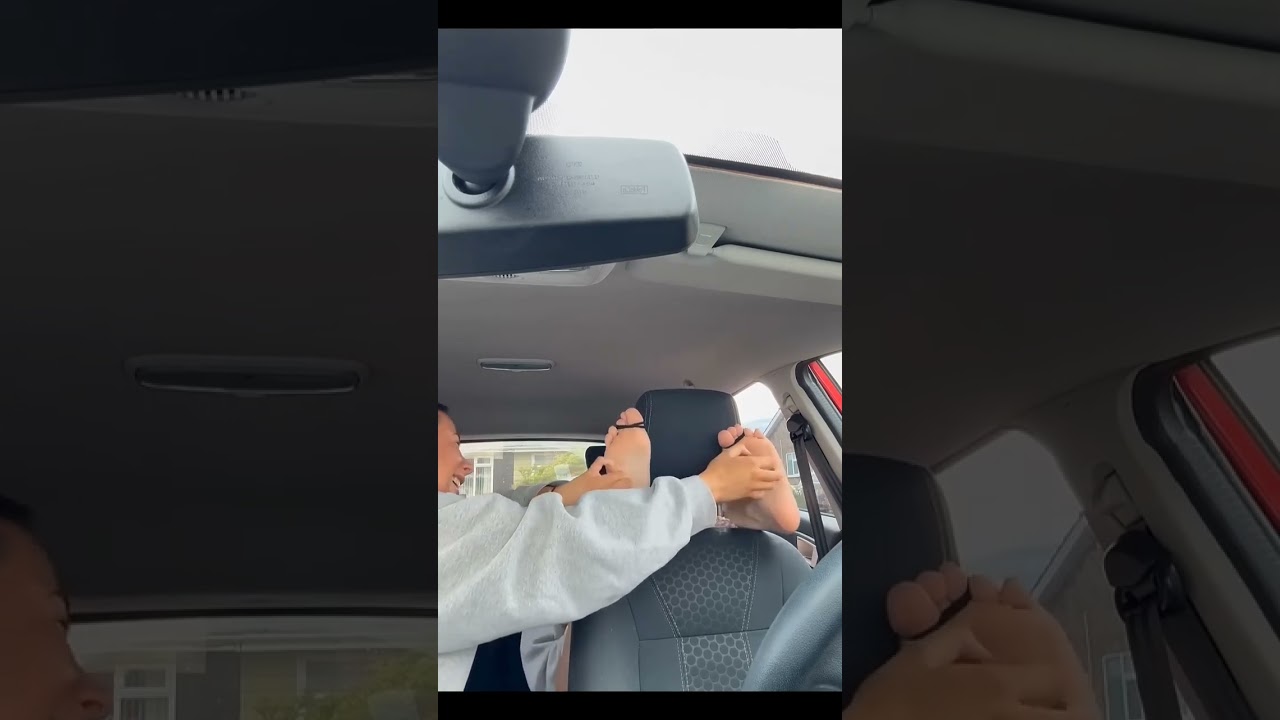 girls feet tickling in the car