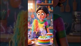 Rainbow Cooking Disaster 😂🌈 | Funny 3D Cartoon Girl #shorts