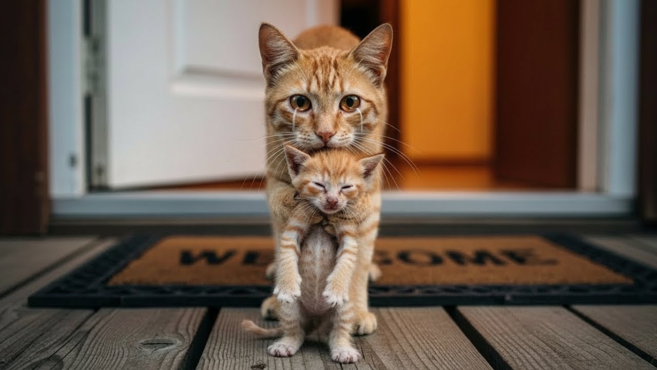 Уличная кошка принесла умирающего младенца к двери своего дома и умоляла о помощи.