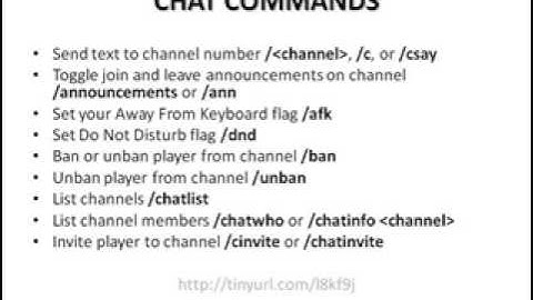 World Of Warcraft: Chat Commands