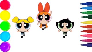 How to draw and paint the Powerpuff Girls easily and quickly ||   kidsdrawing,coloring #19