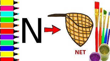 Turn letter "N" into a Net | How to draw a Net | Play with Alphabet | Nursery Color Pen