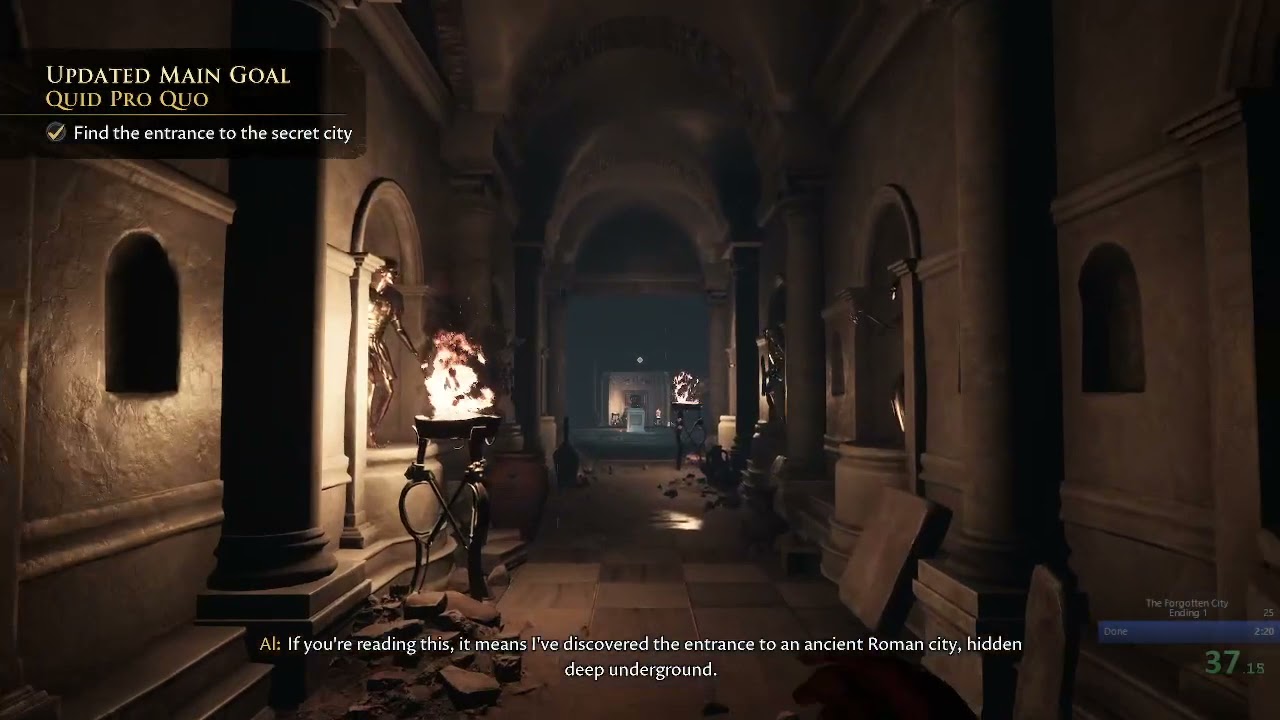 [Slight Spoilers] The Forgotten City - Any% (Ending 1, Soldier) in 