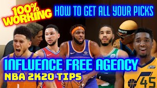 BEST INFLUENCE FREE AGENCY GUIDE NBA 2K20 / GET ALL YOUR PICKS NBA 2K20 TIPS