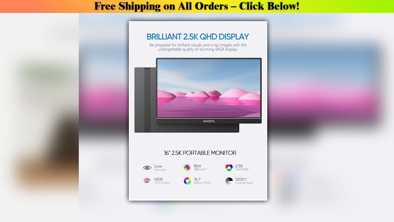 ARZOPA 16" 2.5K QHD Portable Monitor 