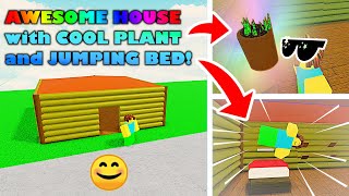 How to make an Awesome House with Cool Plant and Jumping Bed in Obby Creator! | Roblox | superJ