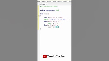 C++ program to add all the numbers of an array of size 10 || #tasincoder  #coder