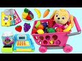 Paw Patrol Baby Skye &amp; Baby Marshall Toy Grocery Shopping Cart &amp; Cash Register for Healthy Fruits!