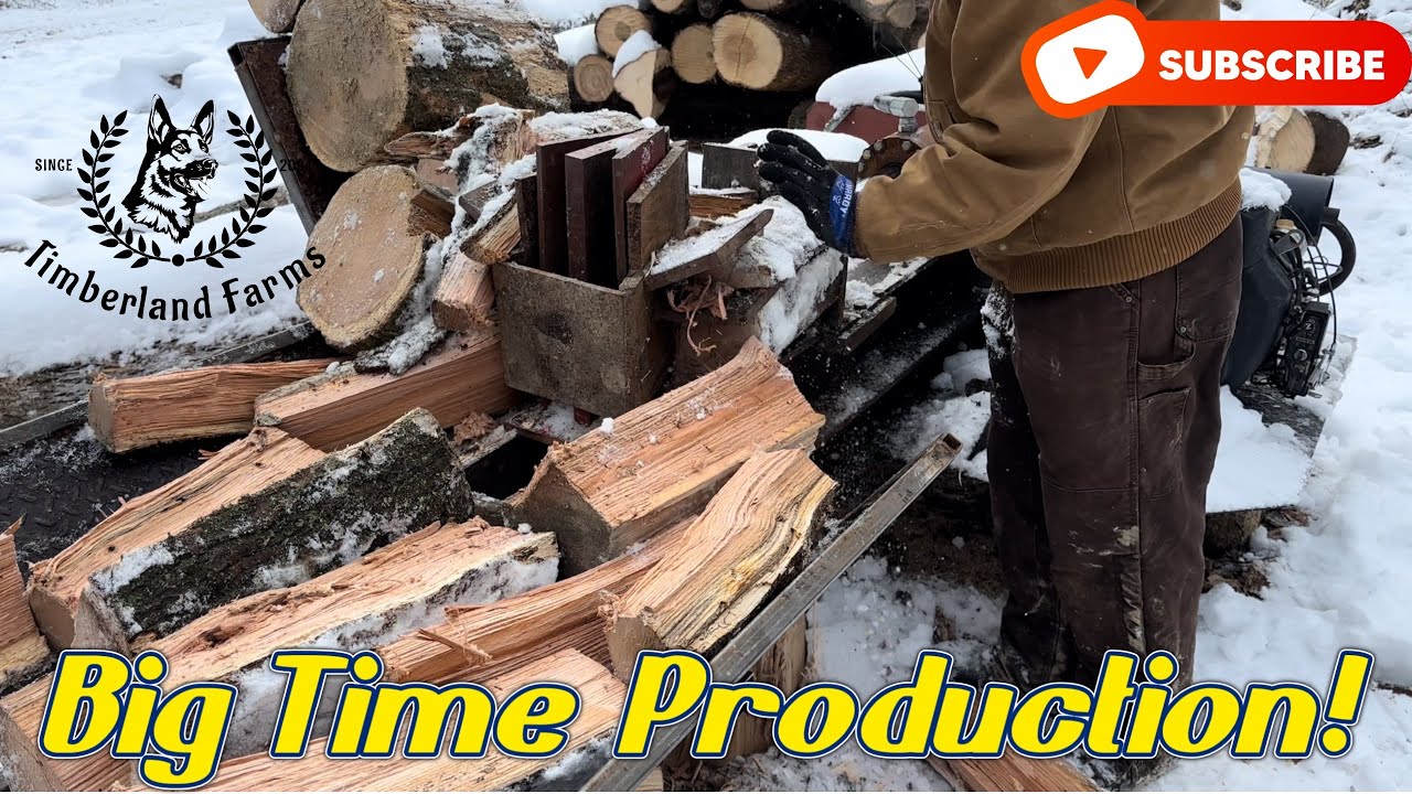 Homemade log splitter finally in action - YouTube