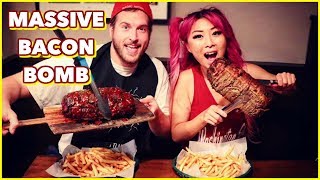 MASSIVE BACON BOMB EATING CHALLENGE IN CHICAGO - Paddy Long's #RainaisCrazy ft. Magic Mitch
