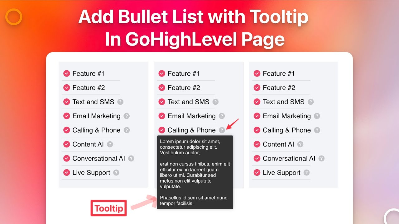 How to Add Bullet List with Tooltip In Your GoHighLevel Pages - YouTube