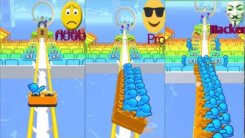 noob vs pro vs hacker, runner coaster, jumbo players