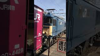 【縦アン】伯備線貨物 EF64-1047 コンテナ貨物列車 倉敷駅発車
