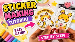 How to make Cute Stickers Using Only Markers & Paper! ✨Step by step  Tutorial