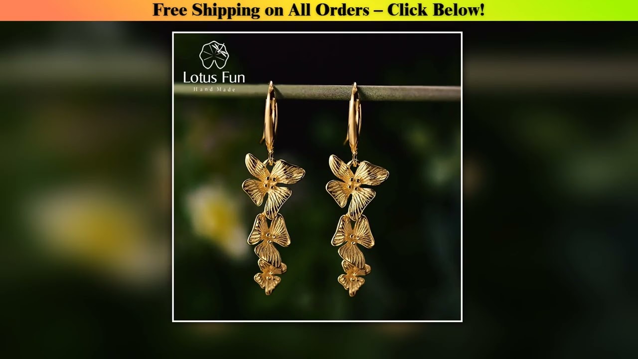 Lotus Fun Real 925 Sterling Silver Original Handmade Fine Jewelry 18K Gold Triple Flowers Fashion
