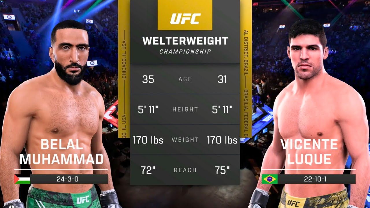 Belal Muhammad vs Vicente Luque 2 FULL FIGHT | UFC 5 AI Simulation (CPU vs CPU)