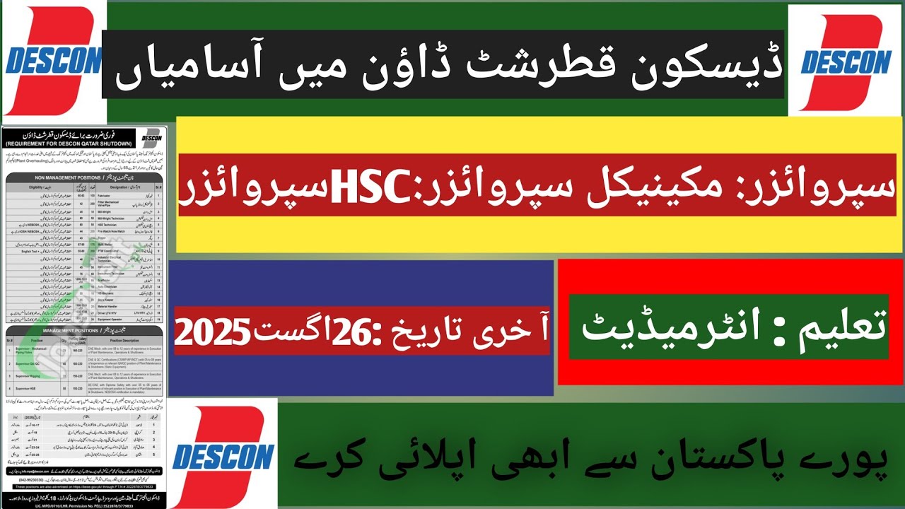 Descon Qatar shutdown jobs information 2025|How to apply in Descon Qatar shutdown jobs 2025