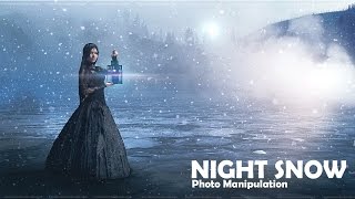 Night Snow Photo Manipulation l Photoshop CC Tutorial l Christmas Look Effects 2017 screenshot 2