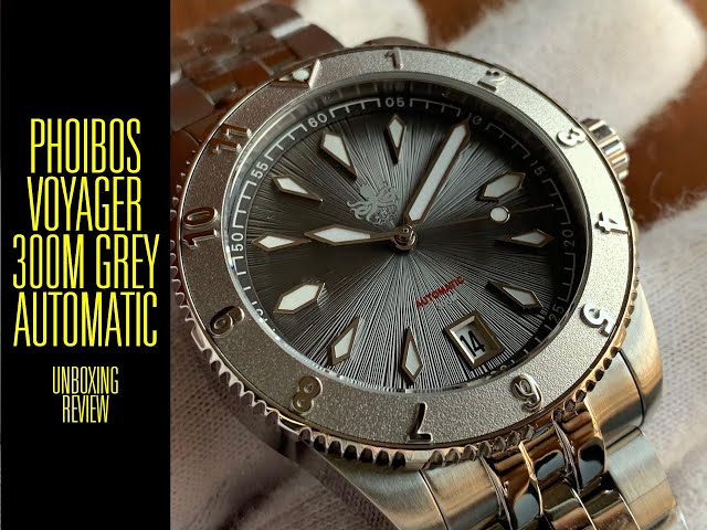 Phoibos Voyager 300m Automatic Diver Grey Py026e Watch | Unboxing