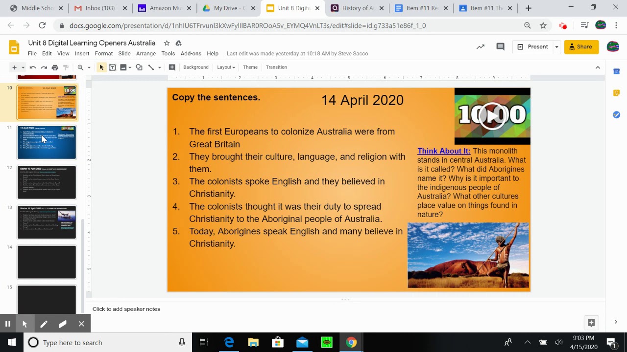Directions History of Australia Quizizz YouTube