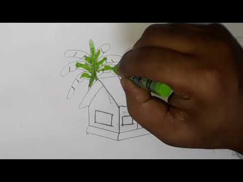 how to draw a hut / home 🏠 with colour for children#easydrawing ll draw ...