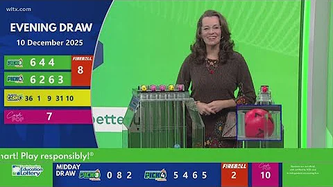 Evening SC winning lottery numbers for December 10, 2025