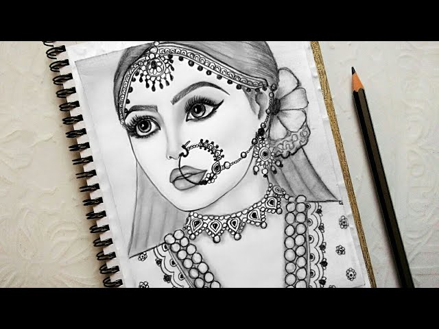 Premium Vector  Beautiful indian bride portrait