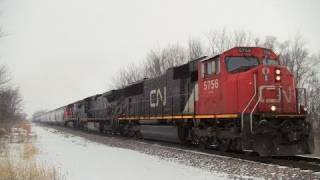 Cn 5756 East, Approaching Burlington, Illinois On 2-26-2011