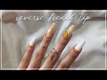 Reverse French Tip | Orange Nails 🍊🧡 | Long Natural Nails | selfnail