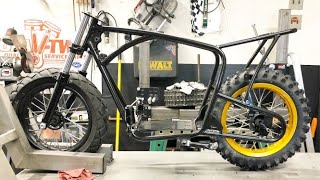 Mega Moto 80 unboxing and 12 inch wheel mockup minibike boonie bike