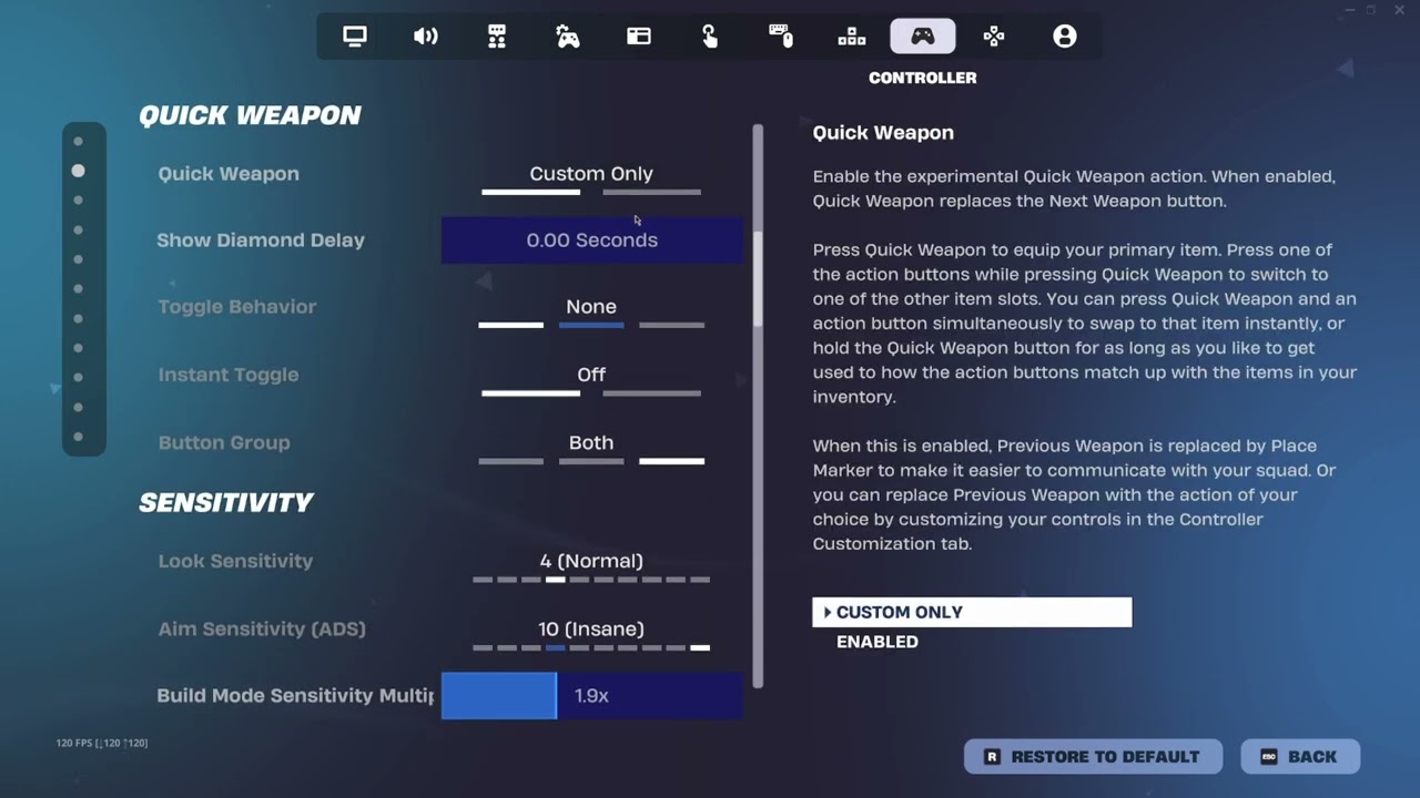Best controller settings