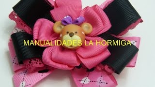 Como hacer moÃ±os,  flores en  cinta fÃ¡ciles,  Lazos  dobles  para el cabello