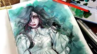 ☆ Chill Sketchbook Session // Painting my Character using Holbein Artist Gouache - full process