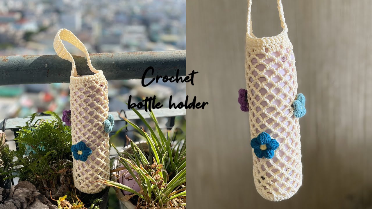 Cách móc len túi lưới đựng bình nước | Crochet net bottle holder | Moc Dan Handmade