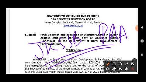 Jkssb panchayat account assistant (PAA) final selection list