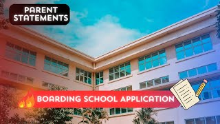 Boarding School Application: Parent Statements