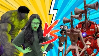 FAMILY SIREN HEAD vs TEAM HULK FAMILY vs SIREN HEAD LEVEL UP BOSS