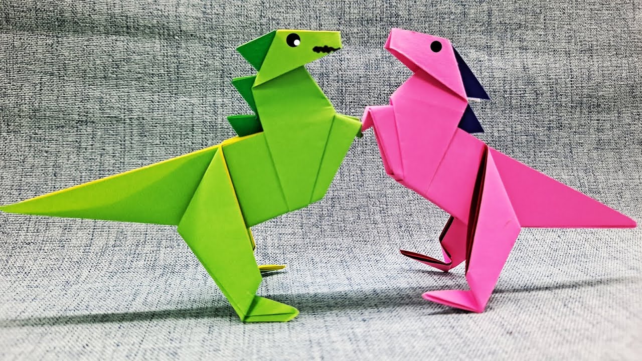 쉬운 공룡 종이접기 Easy dinosaur origamiWith CLOVA Dubbing YouTube