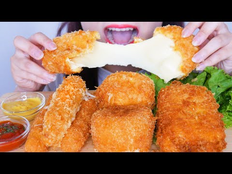 【咀嚼音/ASMR】３種ののびーるチーズフライを作って食べる音【字幕付】Eat sounds of 3 types deep fried cheese