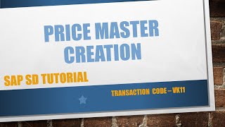 How to create Price Master/Record in SAP