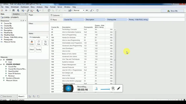 Tableau : How to replace NULL string with blank or some string