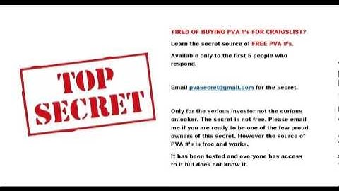 Secret Source of Free PVA numbers for Craigslist