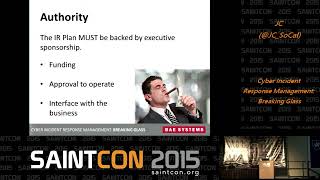SAINTCON 2015 - JC - Cyber Incident Response Management