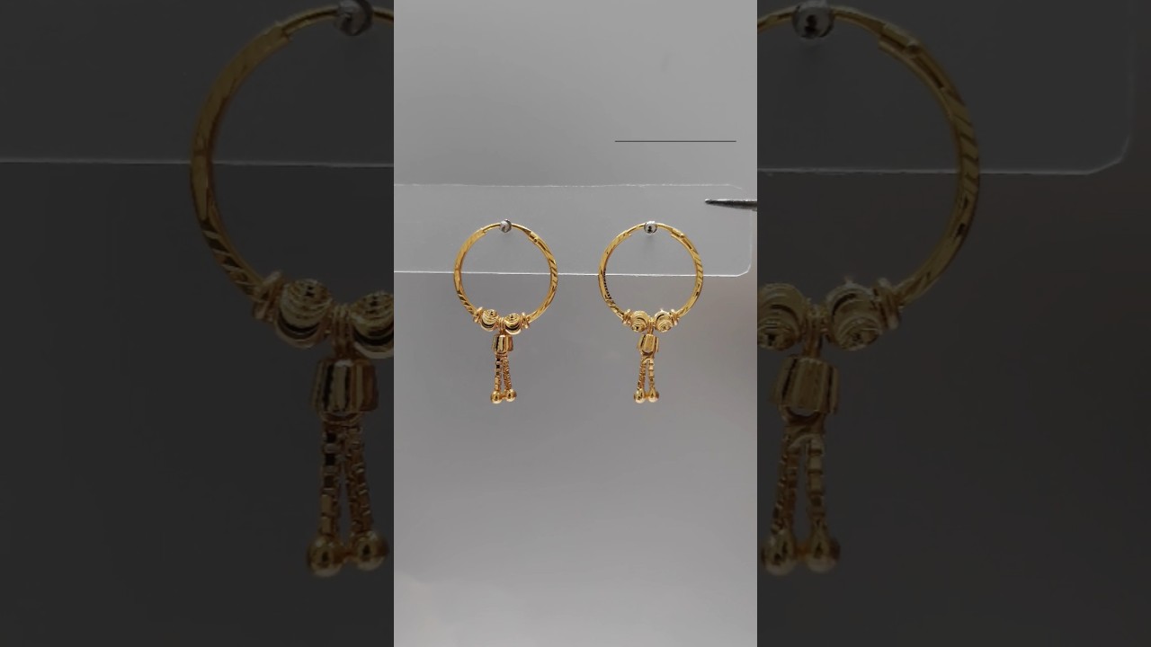 Light Weight Gold Bali Earrings Design with Price 