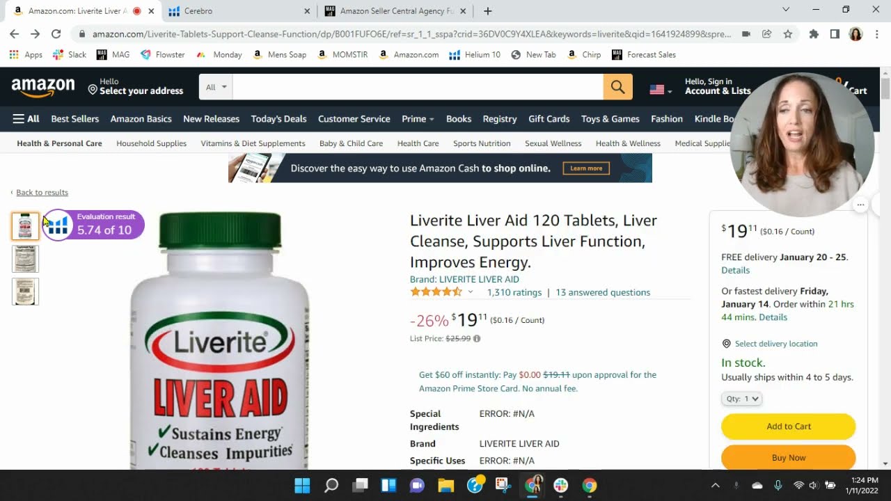 ASIN Review: LIVERITE LIVER AID 120 Tablets Liver Cleanse Supports Liver Function - Amazon FBA